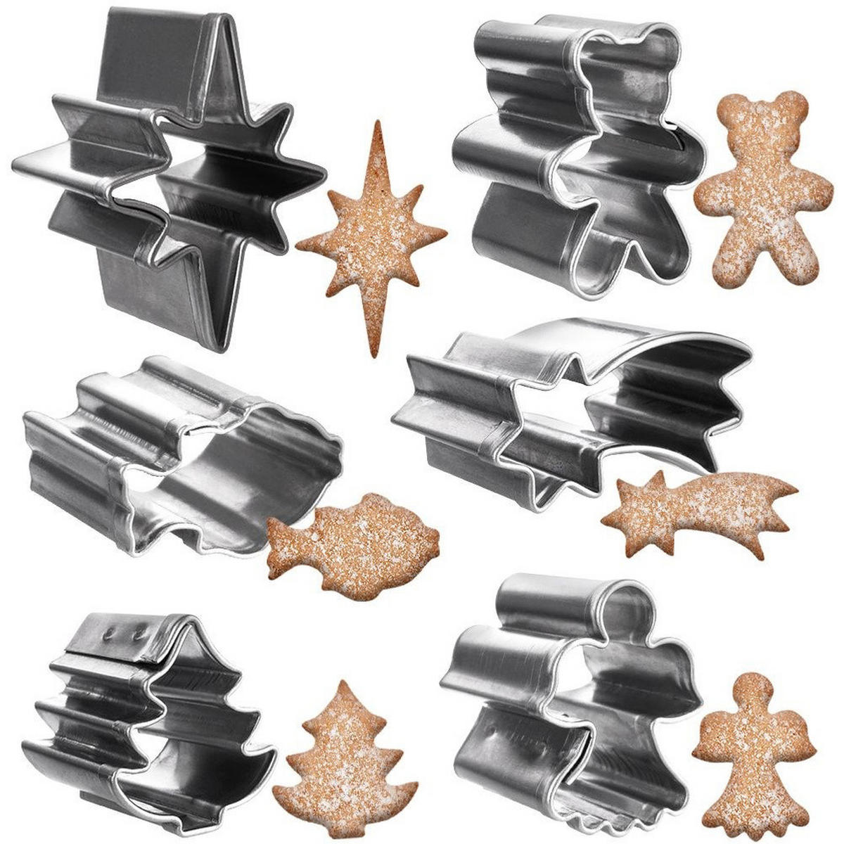 AUSSTECHFORM-SET Weihnachten mini 6-teilig Silber - Silberfarben, Metall (1.8/1.5/2.5cm) - Orion 
