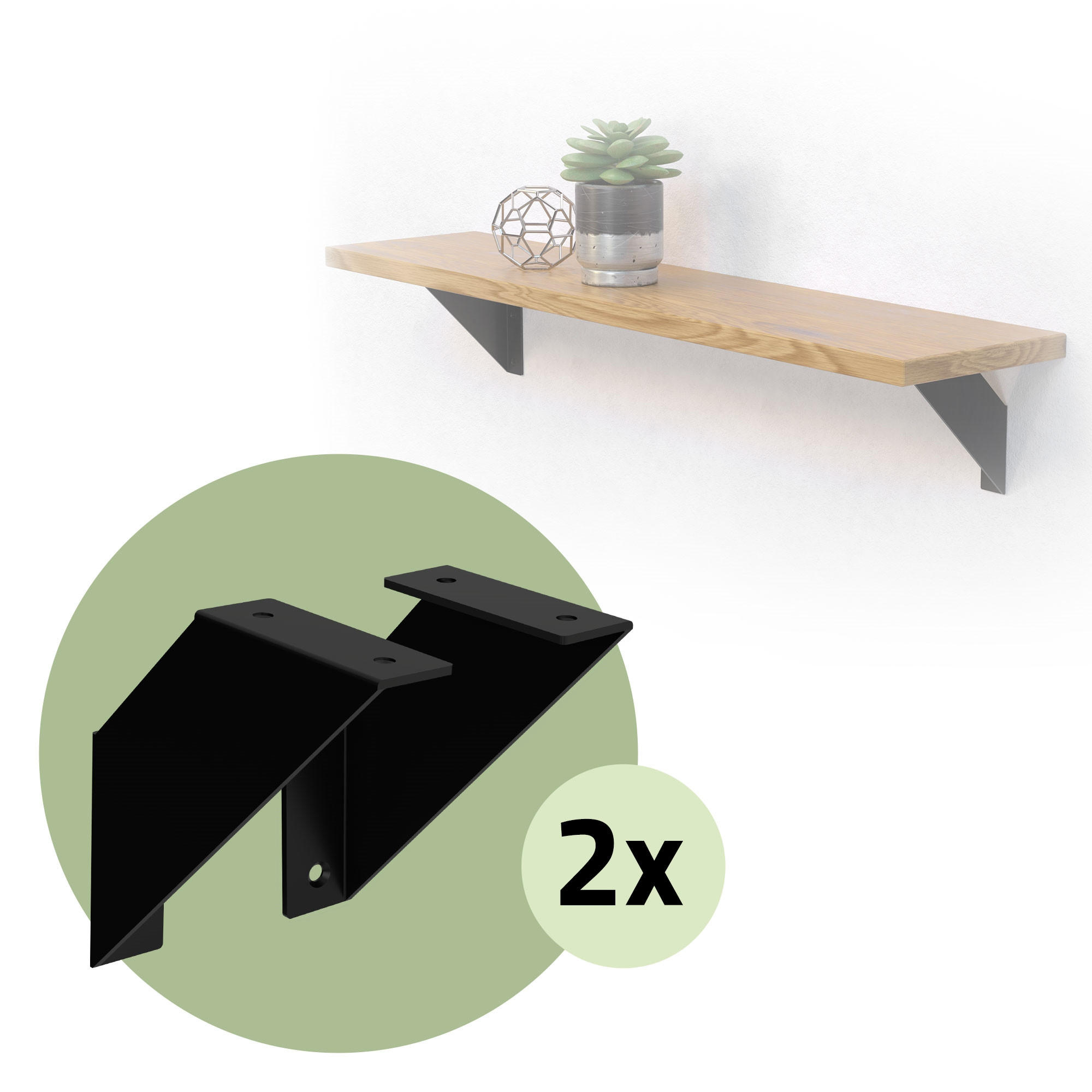 REGALHALTERUNG 2er Set - Schwarz, Metall (15/15/3cm) - ML-DESIGN