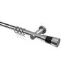 GARDINENSTANGEN-SET Platon Tanara 120 cm, 1-läufig, 20 mm Ø Chrom - Chromfarben/Schwarz, Metall (120cm) - INTERDECO
