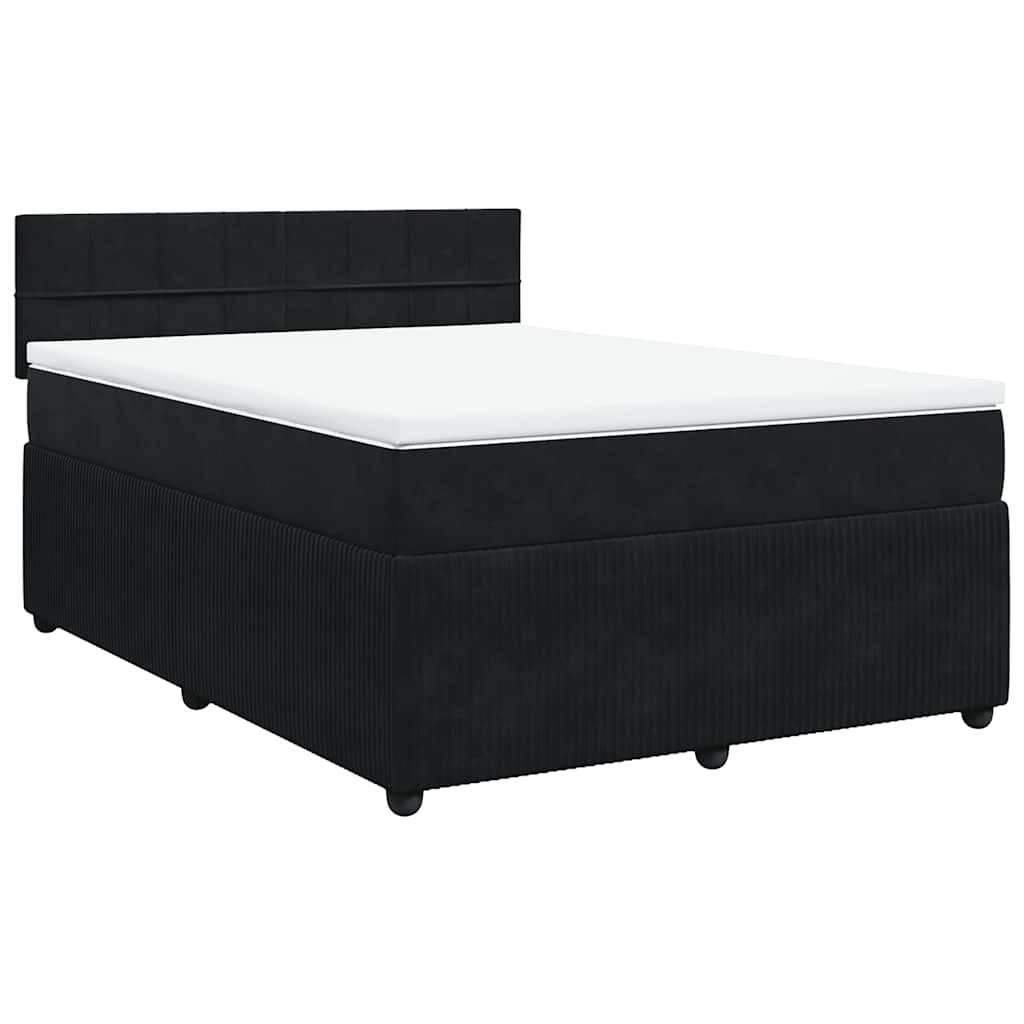 BOXSPRINGBETT Mit Matratze Schwarz 140/200 Cm Samt - Schwarz, Textil (140/200cm) - vidaXL