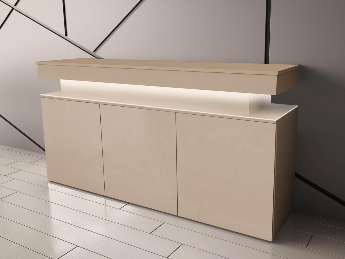 KOMMODE Glossa Bis 3D 160 - Sandfarben, Holzwerkstoff/Kunststoff (160/83/39cm) - MIRJAN24