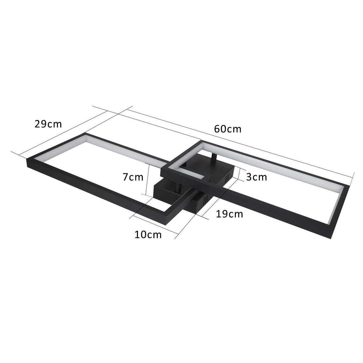 LED-DECKENLEUCHTE Kerrigan 60/29/7cm - Schwarz, Metall (60/29/7cm) - ZMH