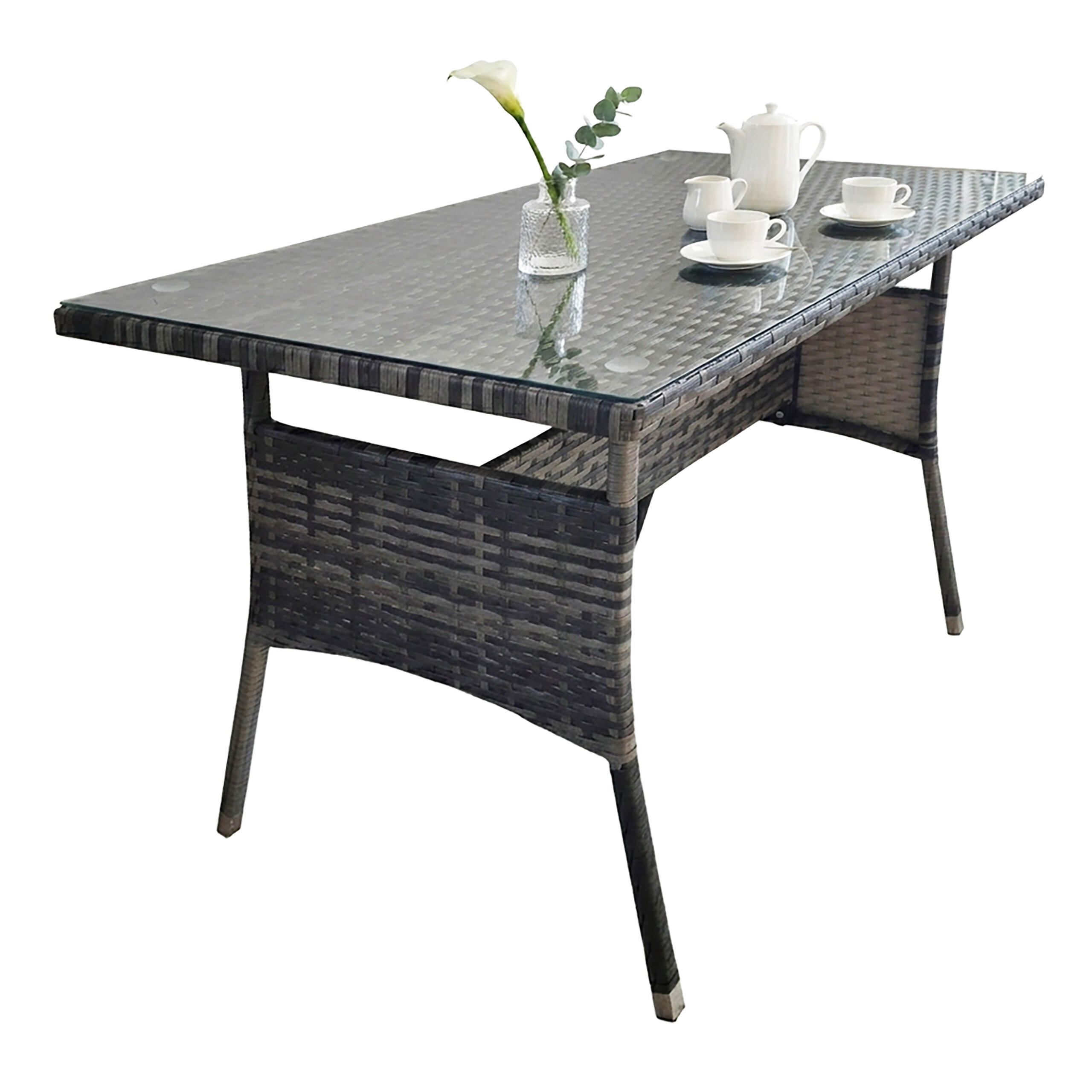 GARTENTISCH - Grau, Glas/Kunststoff (60/100/70cm) - Relaxdays