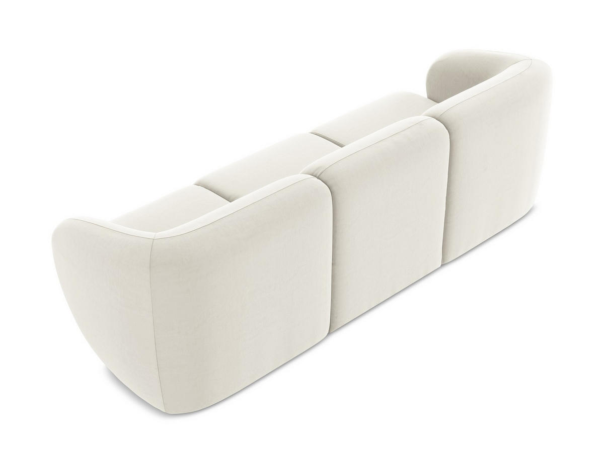 3-SITZER SOFA Samt Stoff Beige - Creme/Schwarz, Holzwerkstoff/Kunststoff (244/75/94cm) - Makamii