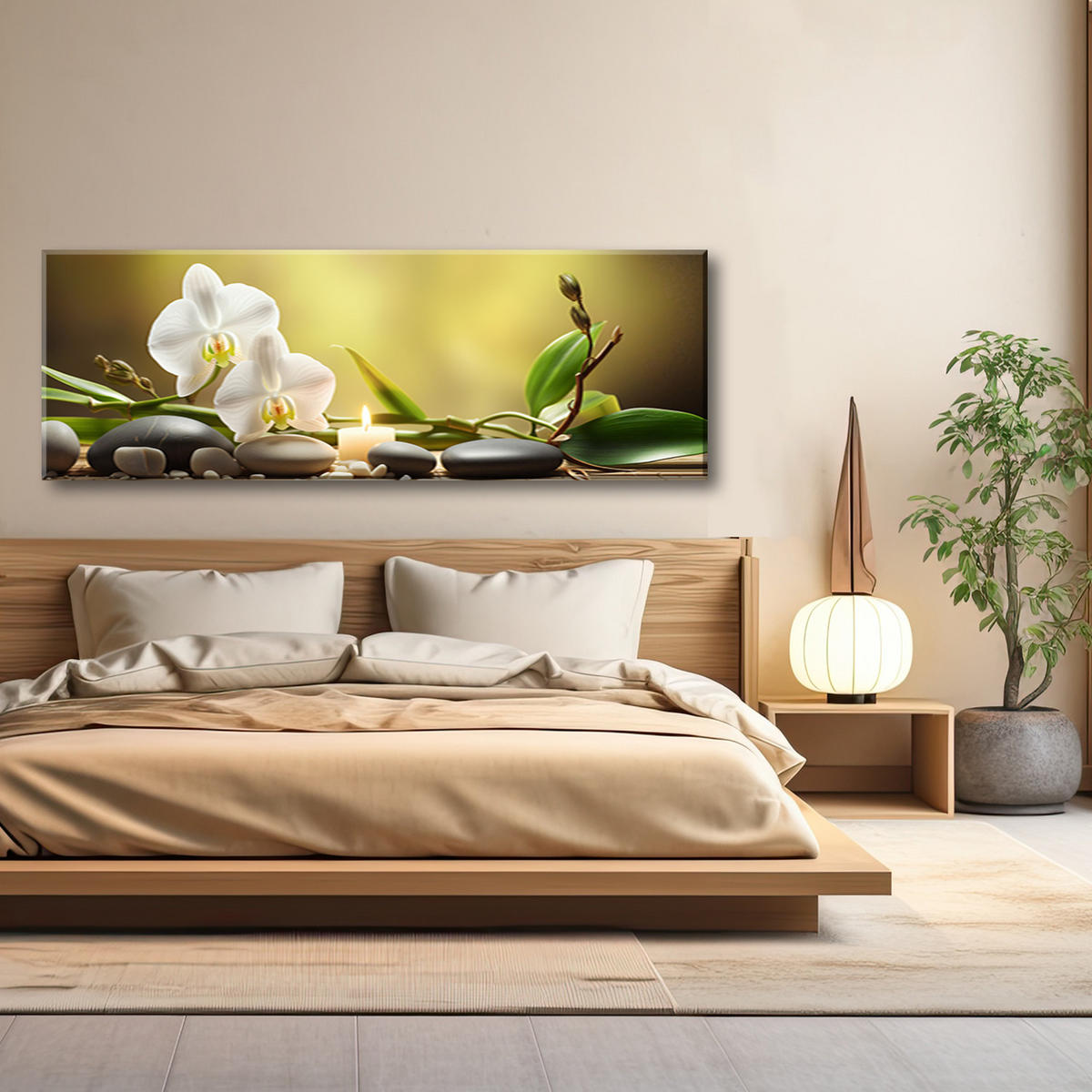 WANDBILD gelbes zen muster - Gelb, Textil (90/30cm) - Feeby