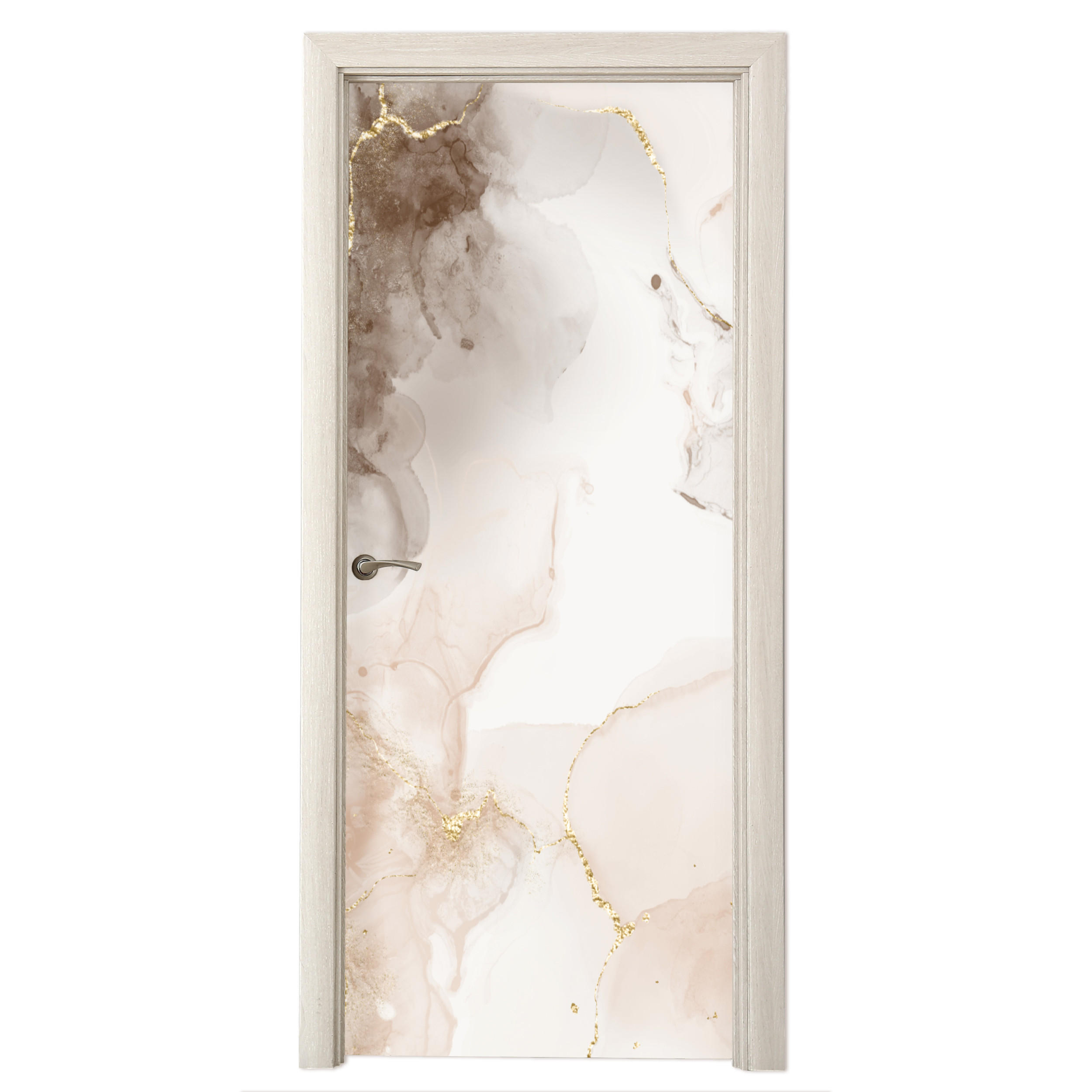 FOTOTAPETE Tür - Marmor - Braun - Linie 80x205 cm - Champagner, Kunststoff (80/0.1cm) - MuchoWow