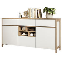 SIDEBOARD weiß und Eiche, Kommode skandinavisch 164 cm mit Soft-Close, Finnes - Eichefarben/Weiß, Holzwerkstoff/Metall (164/85/39cm) - Furn.Design