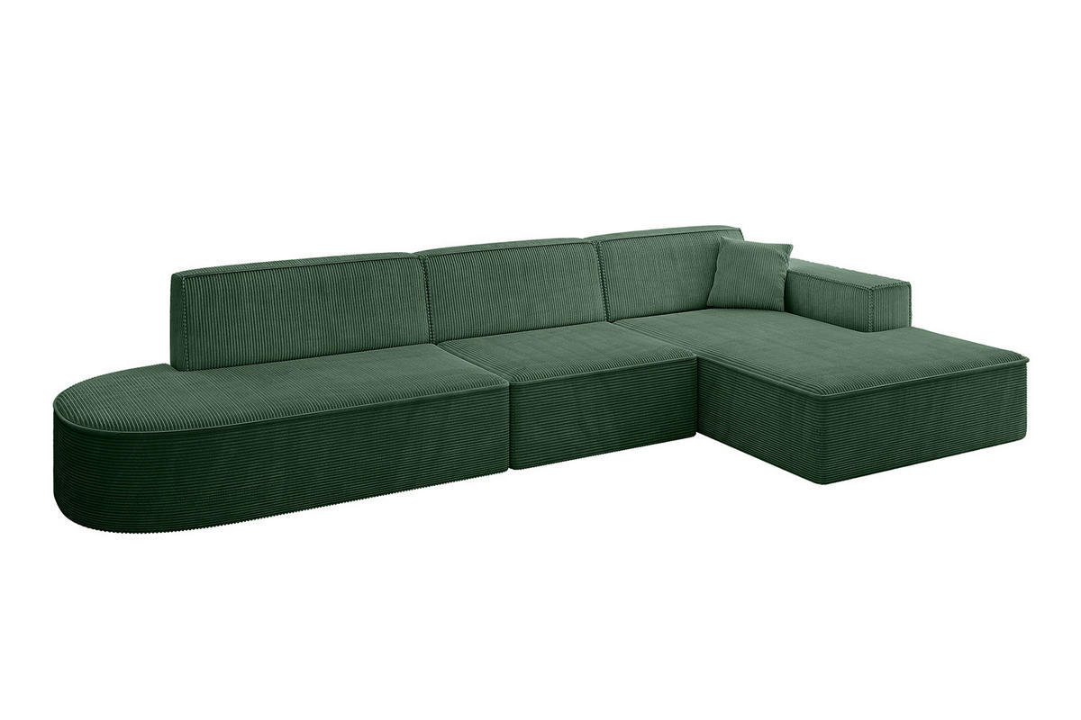 ECKSOFA Ottomane Rechts IREA-L2-v4 - 318x165x72,5 cm Grün - Grün, Holzwerkstoff/Textil (318/165cm) - ALTDECOR