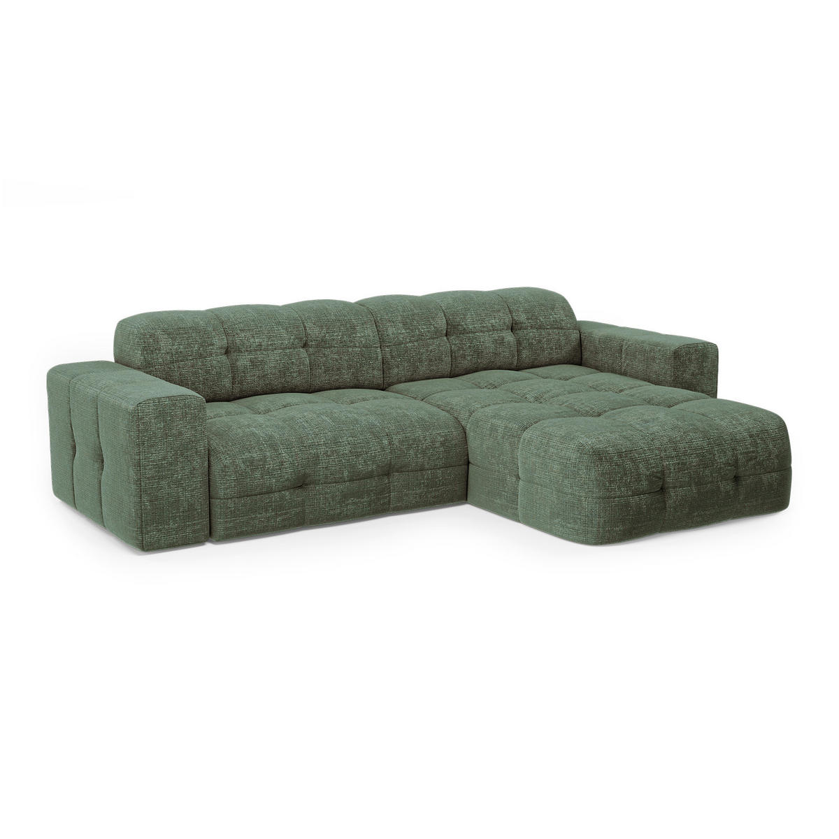 ECKSOFA RECHTS geprägter Samt smaragdgrün 230cm - Smaragdgrün, Textil (155/230cm) - Sia Home
