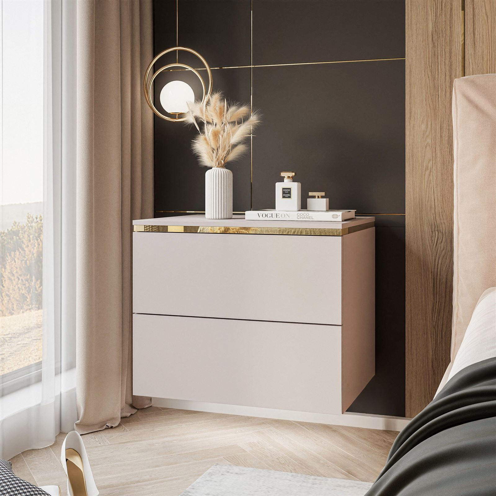 NACHTTISCH AURORA II hängender schrank Kaschmir - Kaschmir, Holzwerkstoff (50/40/37cm) - Lookway
