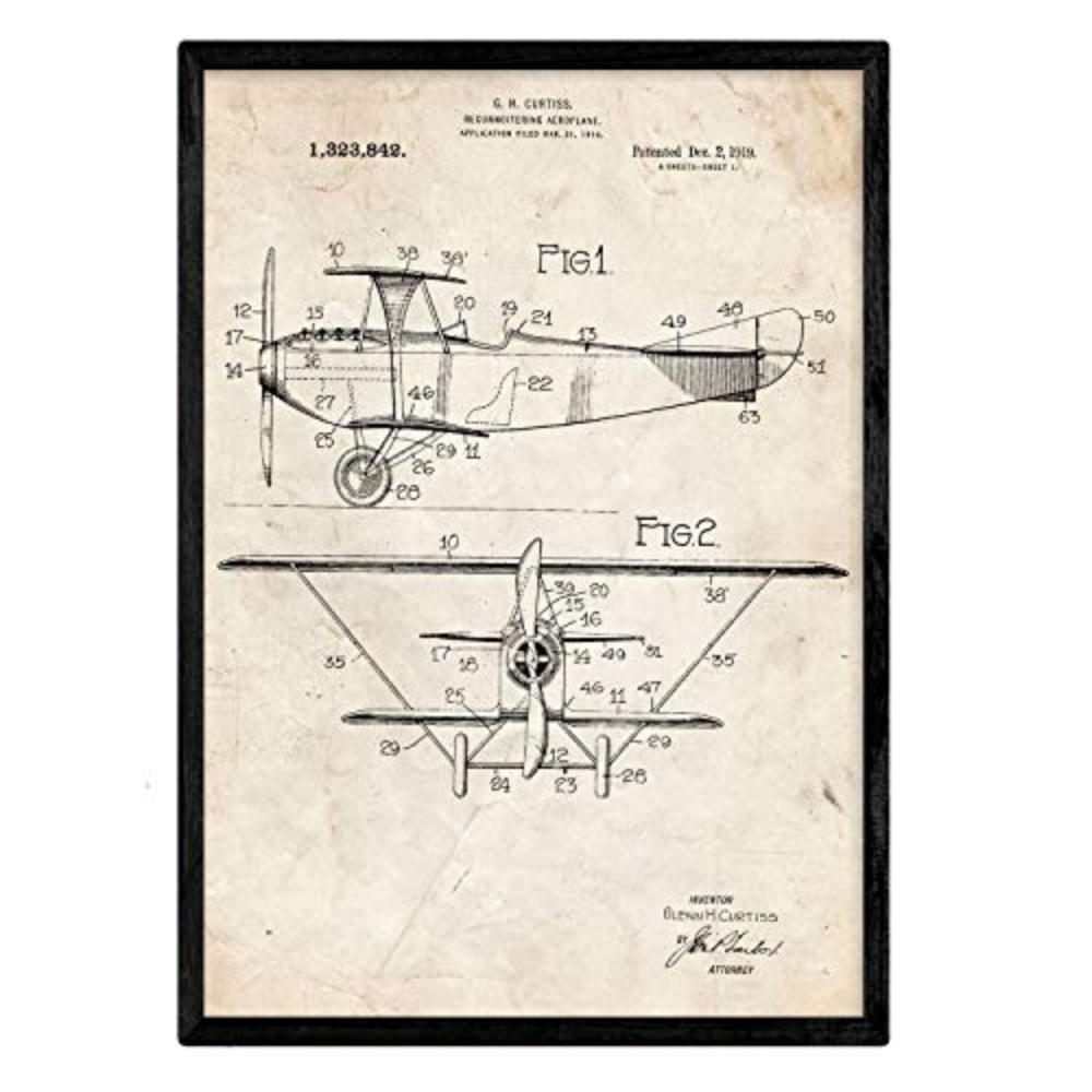 POSTER Aufklärungsflugzeug Patent A3 Rahmenlos - Klar, Papier (29.7/5/42cm) - Nacnic