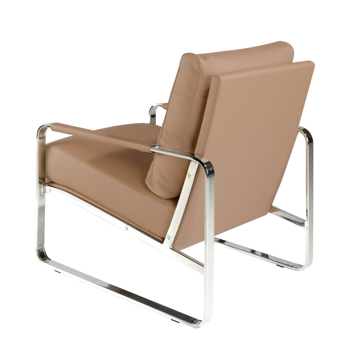 SESSEL Öko-Ledersessel Nerz 67/100/89 cm - Edelstahlfarben/Grau, Textil (67/89/100cm) - ANGEL CERDA