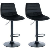 BARHOCKER 2er Set Samt schwarz - Schwarz, Textil/Metall (45/89/46cm) - CLP