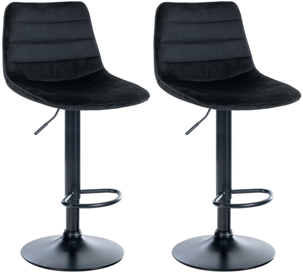 BARHOCKER 2er Set Samt schwarz - Schwarz, Textil/Metall (45/89/46cm) - CLP