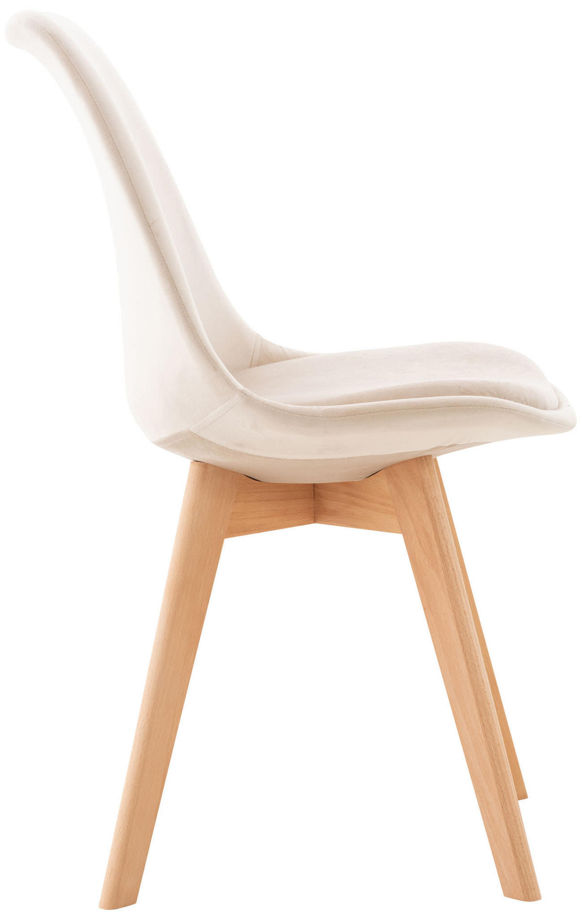 STUHL Samt beige - Eukalyptusholzfarben/Beige, Holz/Textil (49/83/50cm) - CLP