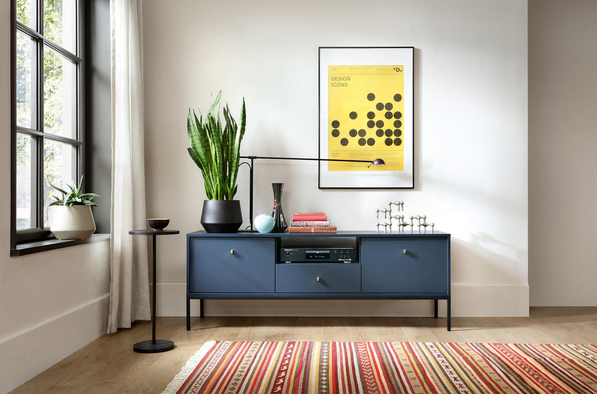 TV-LOWBOARD BLAU - Blau, Holzwerkstoff (153/56/39cm) - FURNLUX