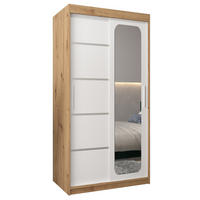 SCHWEBETÜRENSCHRANK 200/100/62 2-türig - Silberfarben/Weiß, Holz/Kunststoff (100/200/62cm) - Abiks Möbel