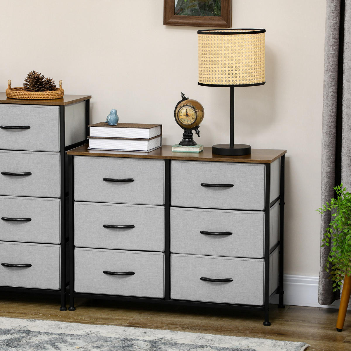KOMMODE Sideboard, Griff, Grau - Grau, Textil (30/62.5/80cm) - HOMCOM