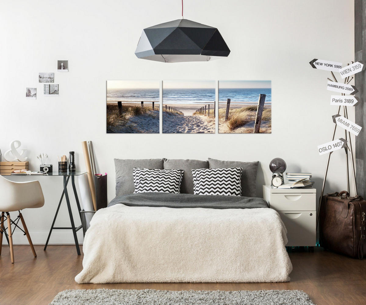 BILDER-SET aus Glas je 50x50 cm Strand und Meer - Beige, Glas (150/50cm) - artissimo