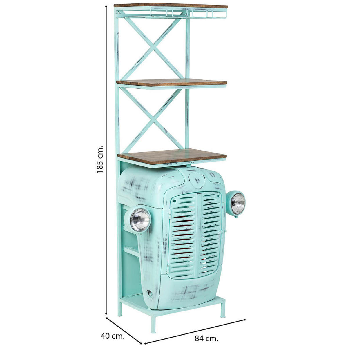 WEINREGAL, blau, 84x40x185cm - Blau, Metall (84/185/40cm) - Wanderlust