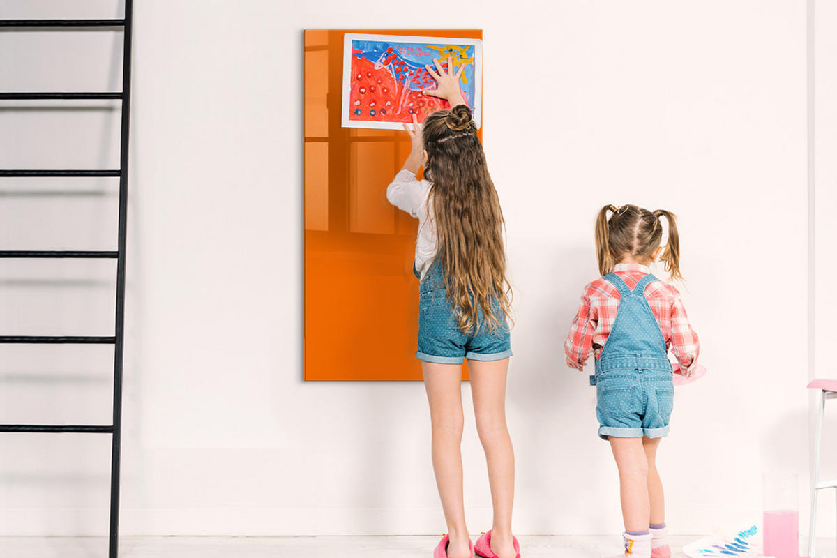 MAGNETTAFEL 60x120 Orange schwarzer Marker - Orange, Glas (60/0.4/120cm) - TULUP
