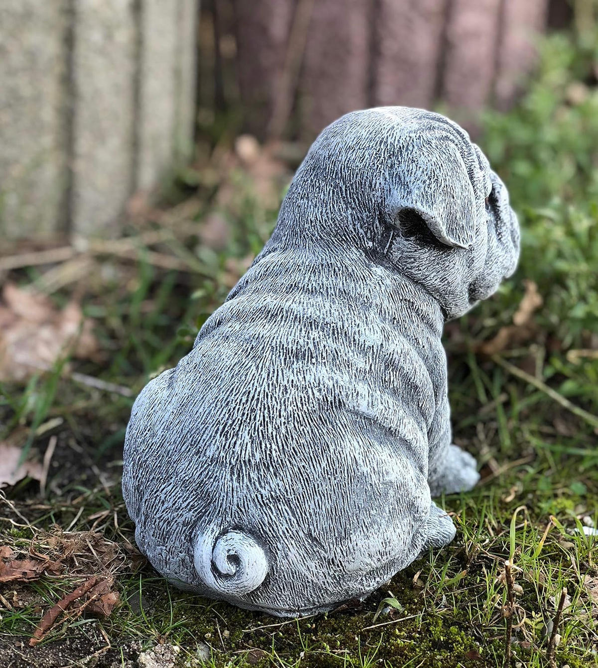STEINFIGUR Bulldogge Welpe massiver Steinguss frostfest - Grau, Stein (14/16/16cm) - stoneandstyle