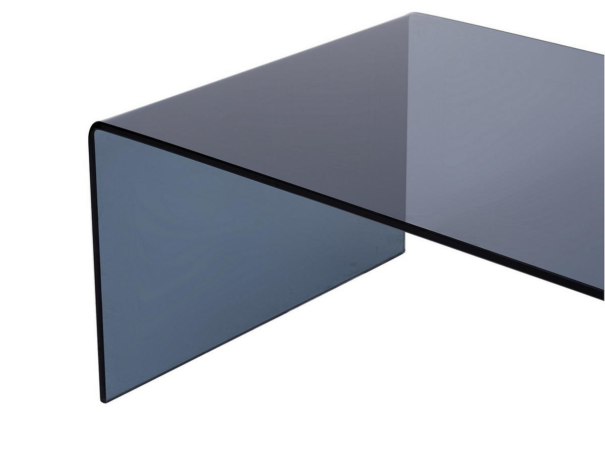 COUCHTISCH - gebogenes getöntes Sicherheitsglas - Schwarz - ALONZO - Transparent/Schwarz, Glas (110/55/35cm) - Vente-Unique