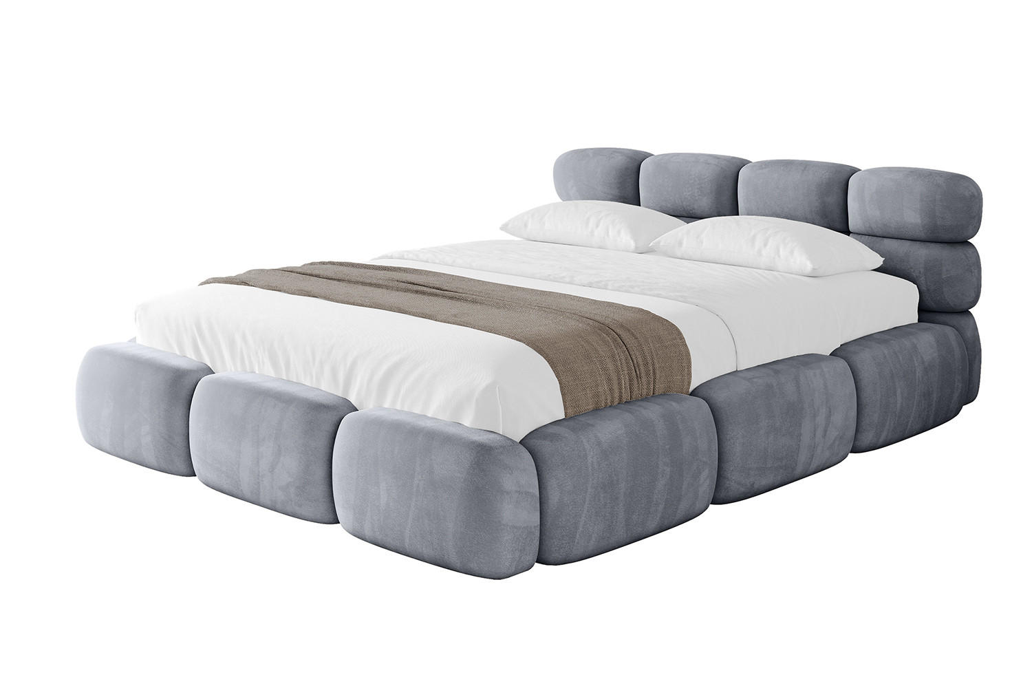 POLSTERBETT mit Bettkasten und Lattenrost, Boxbett ohne Matratze - NOMA 140x200 Grau - Grau, Holzwerkstoff/Textil (140/200cm) - ALTDECOR