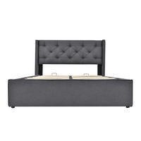 POLSTERBETT aus Baumwolle 160x200 cm in Grau mit Bettkasten - Grau, Textil (160/200cm) - Modfu