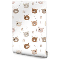 VLIESTAPETE Bären und Regenbogen – Braun, Beige, Weiß – 50x1000 cm - Beige/Braun, Papier (50/1000cm) - Muralo