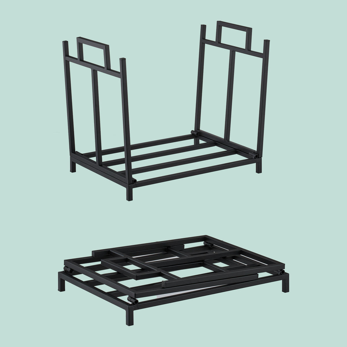 KAMINHOLZREGAL - Schwarz, Metall (45/41/33cm) - Relaxdays