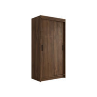 SCHIEBETÜRENSCHRANK Infinity I 100 - Nussbaumfarben/Schwarz, Holzwerkstoff/Kunststoff (100/200/58cm) - MIRJAN24