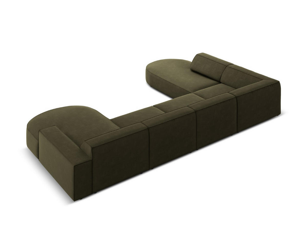 PANORAMASOFA links Jodie aus Samt grün 7 Sitzplätze - Grün, Textil (262/70/364cm) - Micadoni