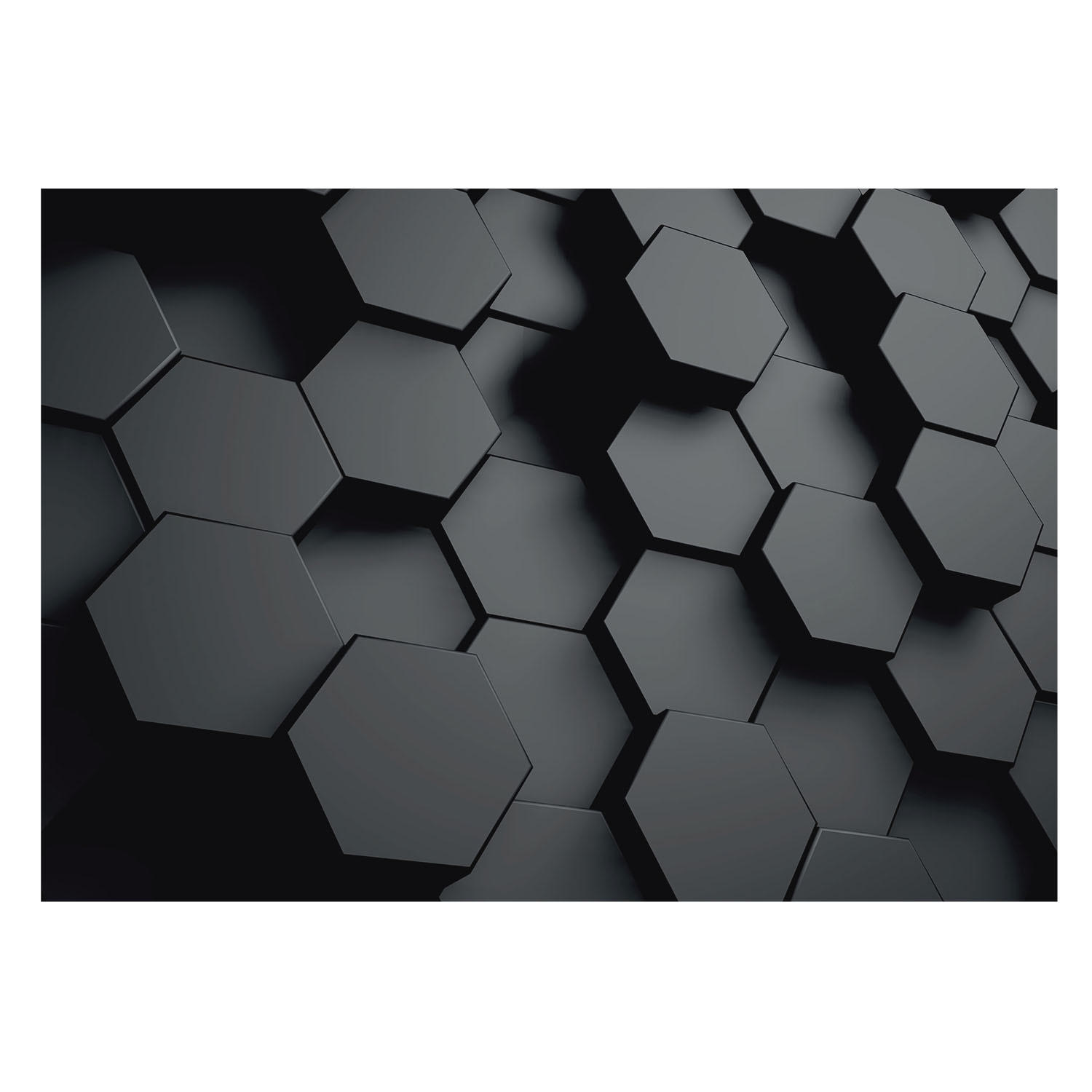 FOTOTAPETE 208x146 cm - 3D-Sechsecke - Schwarz, Textil (208/146cm) - Wallfluent