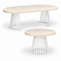ESSTISCH rund ausziehbar 90/190/76 cm, Kaschmir, 54 cm Tischplatte + Lamellen-Metallgestell Weiß - Kaschmir/Weiß, Holzwerkstoff/Metall (90/190/76cm) - Damale Möbel