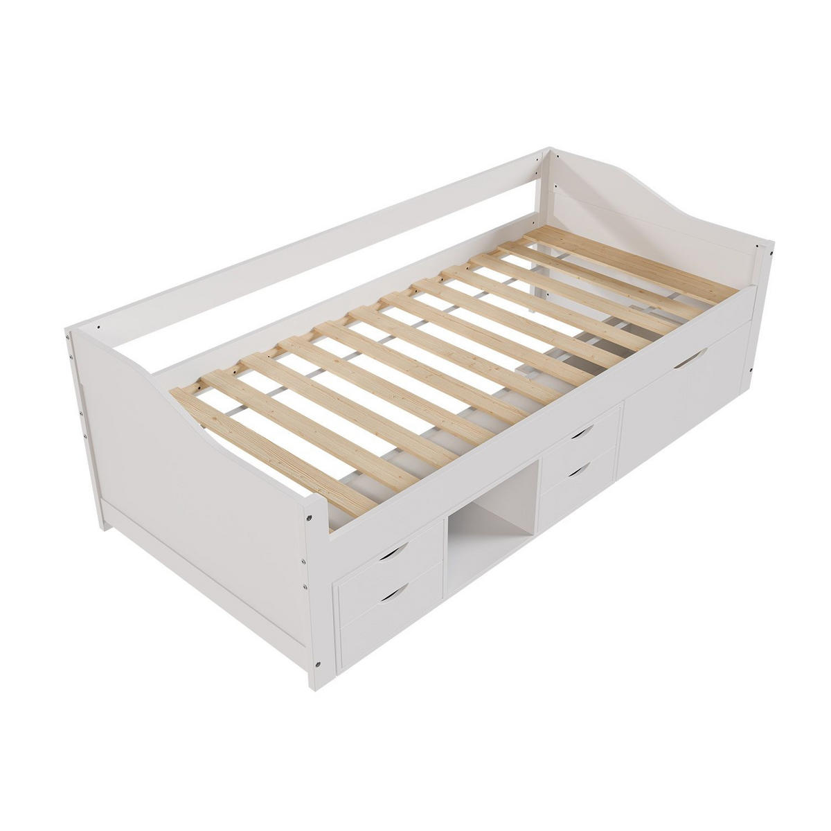 KINDER-FUNKTIONSBETT Nalu weiß 90x200 cm - Weiß, Holz (90/200cm) - Juskys