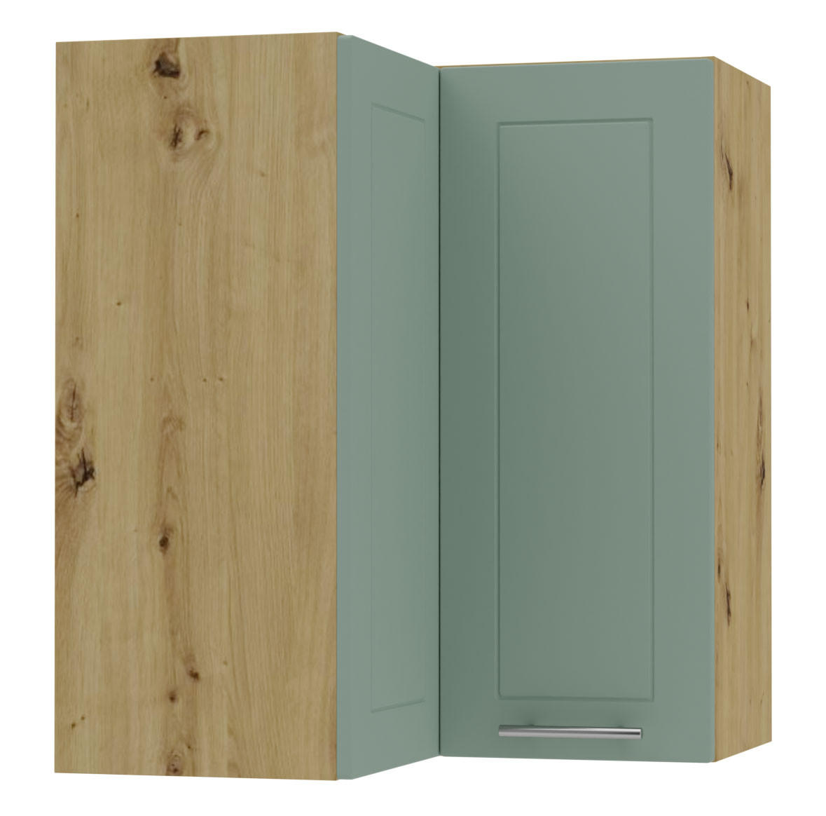 ECKHÄNGESCHRANK Kvantum W12/60 Mint Matt / Eiche Artisan Matt 60 / 60 / 72cm - Eiche Artisan/Mintgrün, Holz/Holzwerkstoff (60/72/60cm) - Feldmann-Wohnen