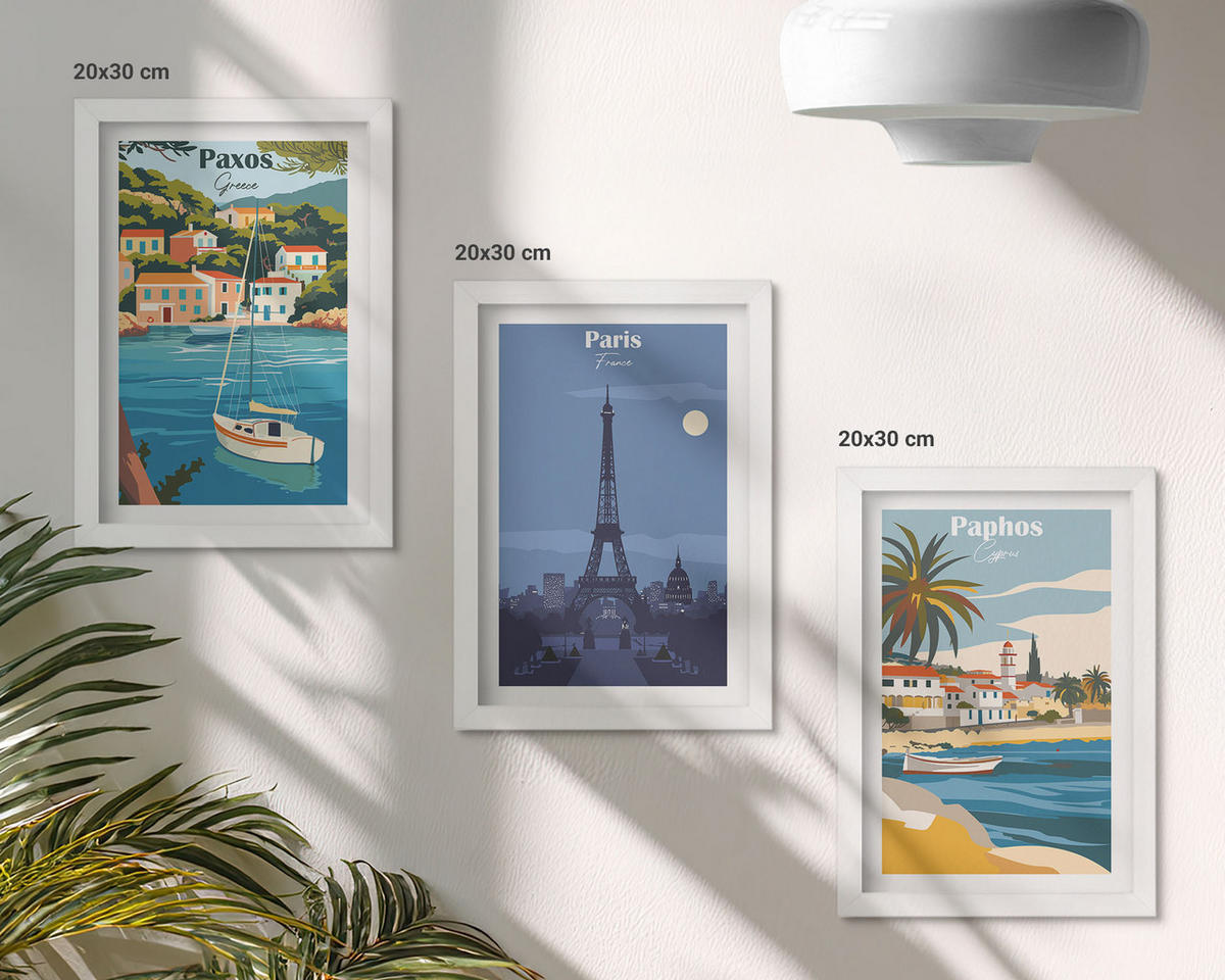 WANDBILDER 3er-Set - 20x30 cm Weißer Rahmen - Küstenstädte und Architektur - Weiß, Kunststoff (20/30cm) - ArtPrintCave