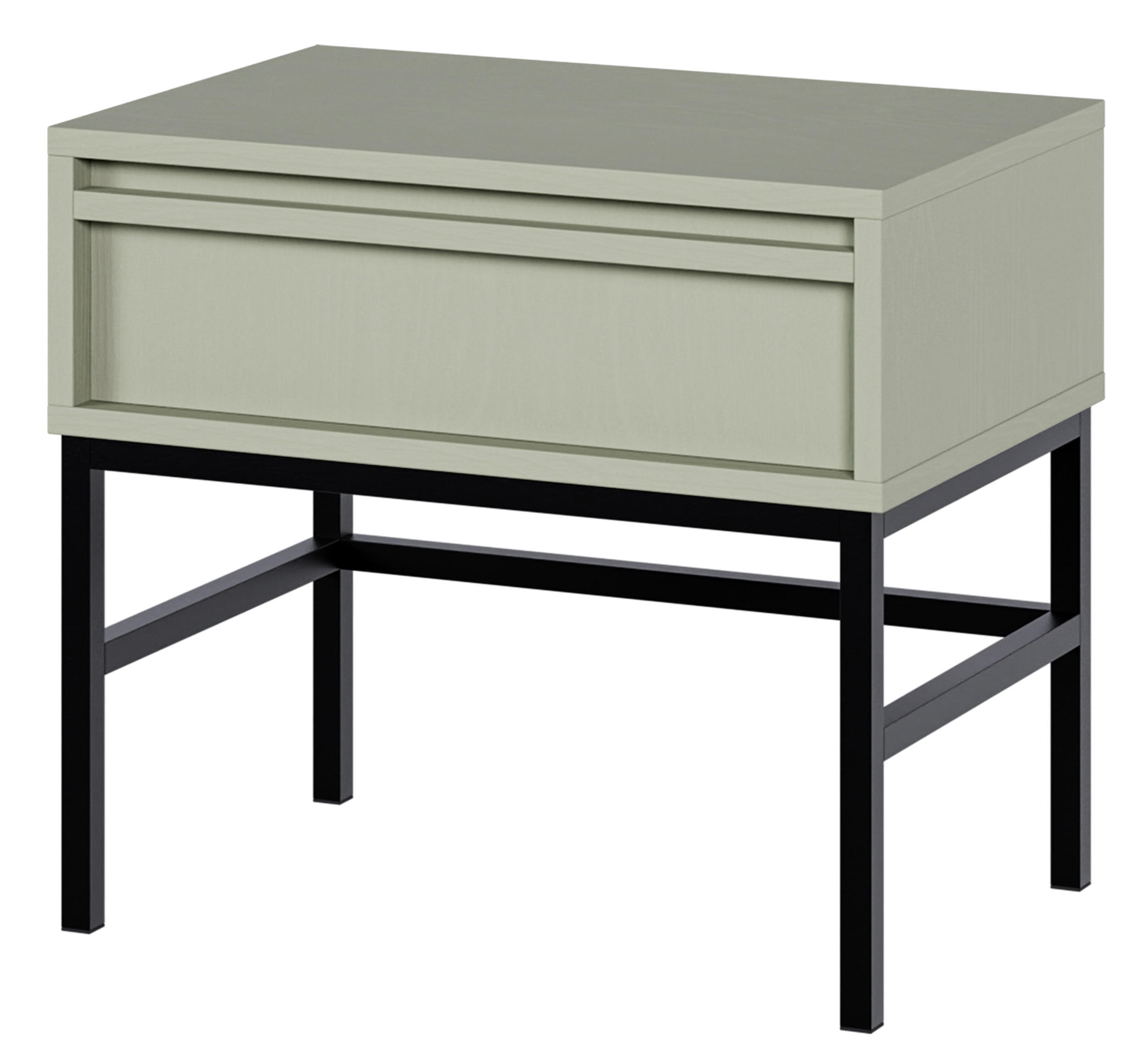 NACHTSCHRANK Evo Salbeigrün mit Metallgestell 50 cm - Salbeigrün/Schwarz, Holzwerkstoff/Metall (50/44/34cm) - Selsey