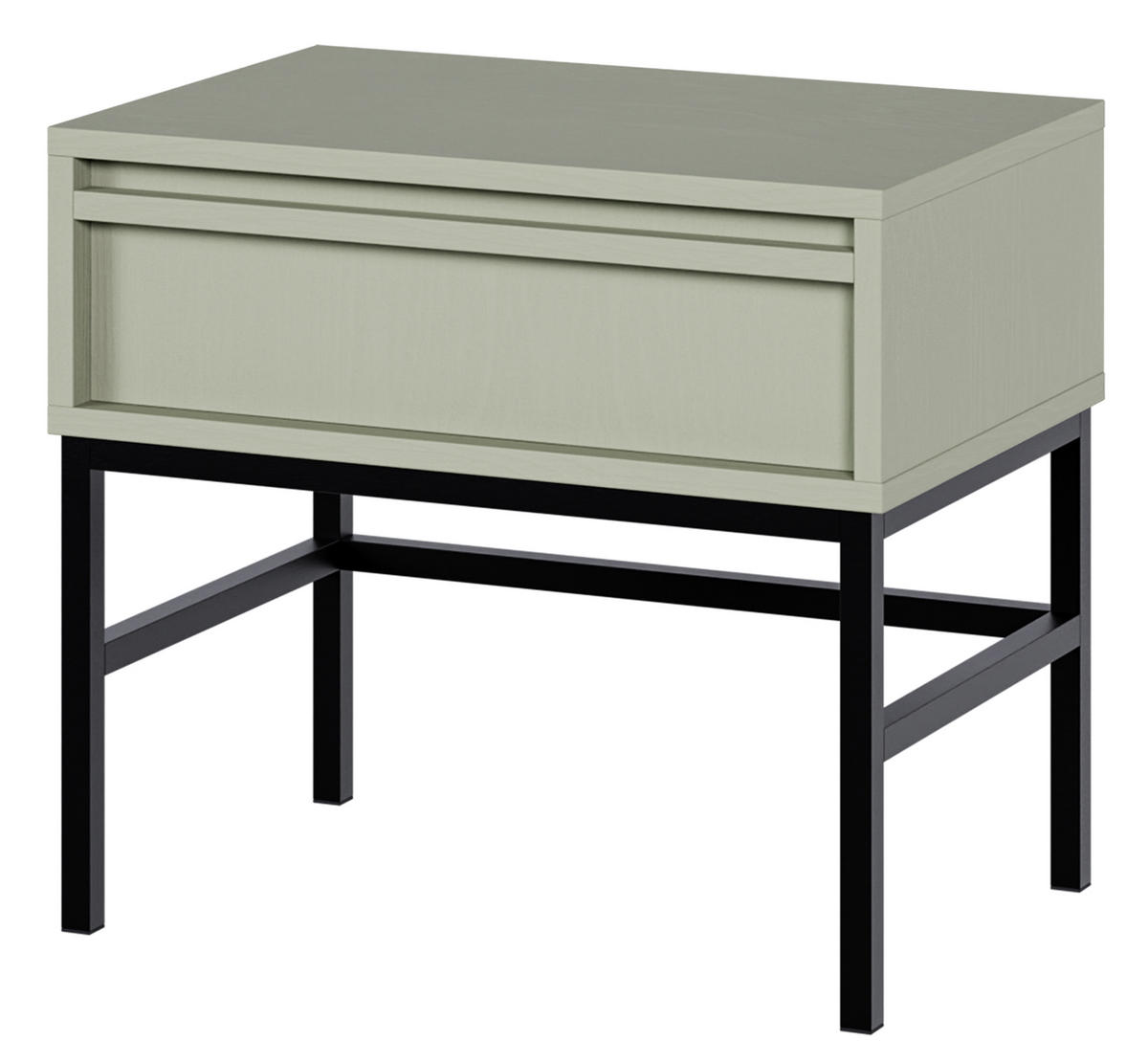 NACHTSCHRANK Evo Salbeigrün mit Metallgestell 50 cm - Salbeigrün/Schwarz, Holzwerkstoff/Metall (50/44/34cm) - Selsey