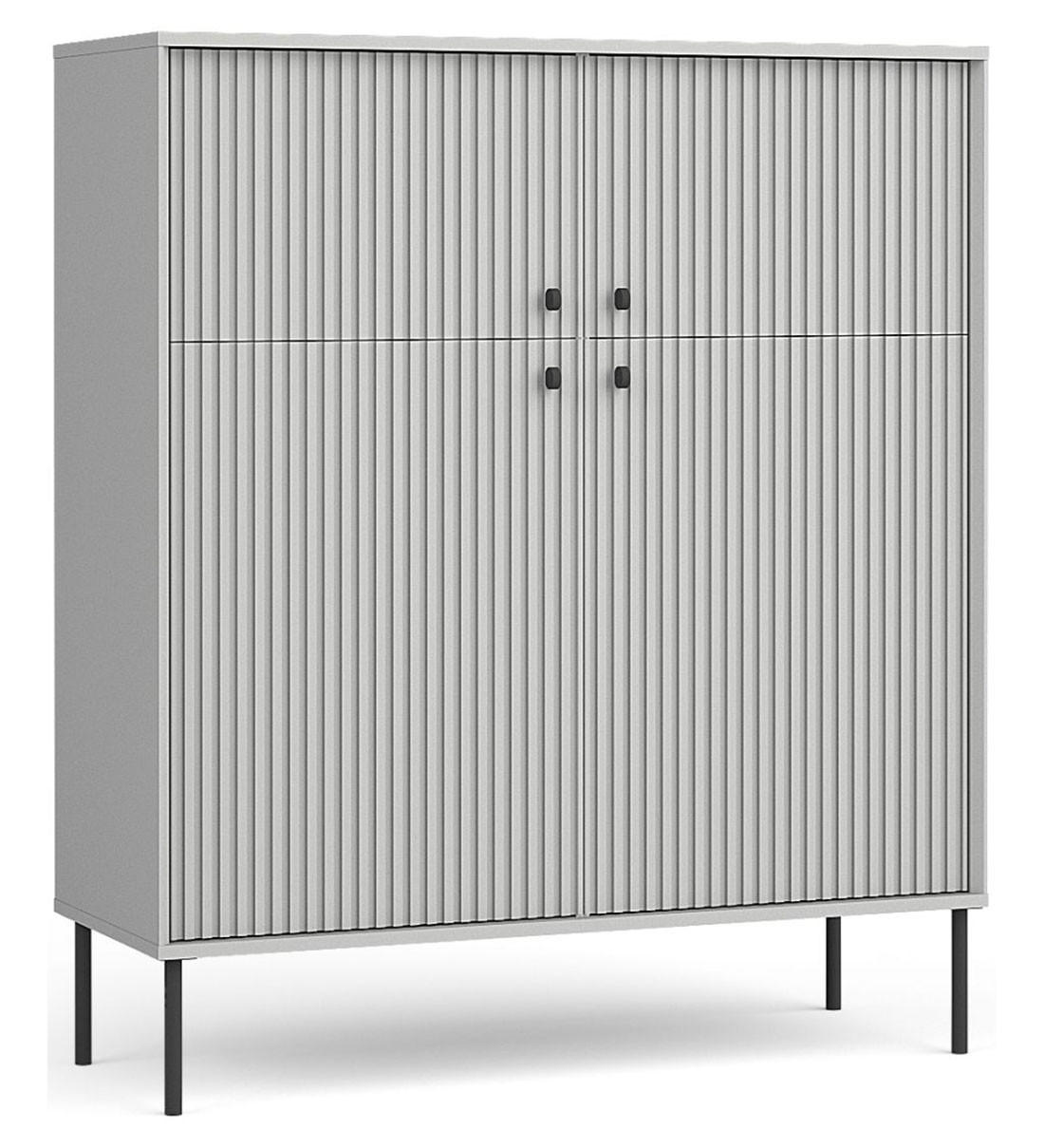 HIGHBOARD Iris grau matt 105,4 / 40,5 / 122,4cm - Schwarz/Grau, Holz/Holzwerkstoff (106/123/41cm) - Feldmann-Wohnen