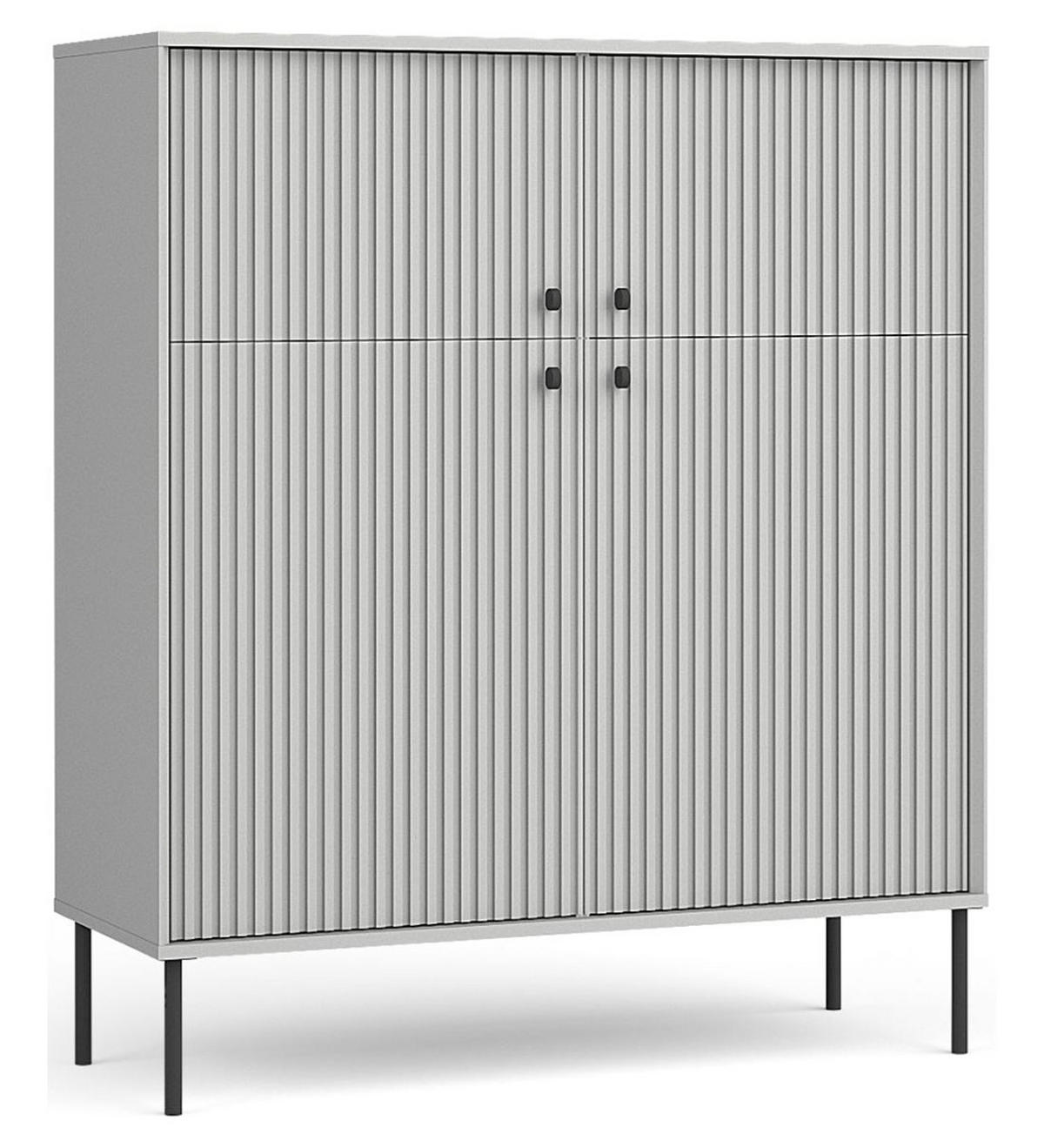 HIGHBOARD Iris grau matt 105,4 / 40,5 / 122,4cm - Schwarz/Grau, Holz/Holzwerkstoff (106/123/41cm) - Feldmann-Wohnen