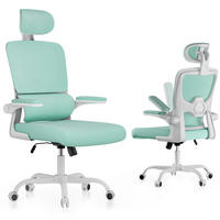 BÜROSTUHL Weiß-Grün ergonomisch mit klappbaren Armlehnen - Grün, Metall (25/52.5/65cm) - Rattrix