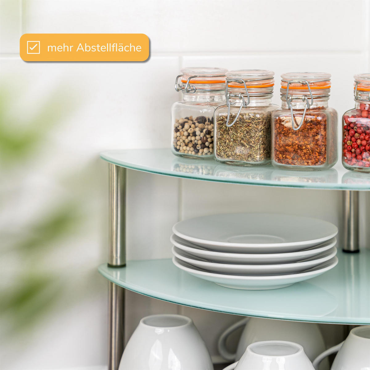 ECKREGAL, Glas, Edelstahl, weiß - Weiß, Glas (28/21/28cm) - bremermann
