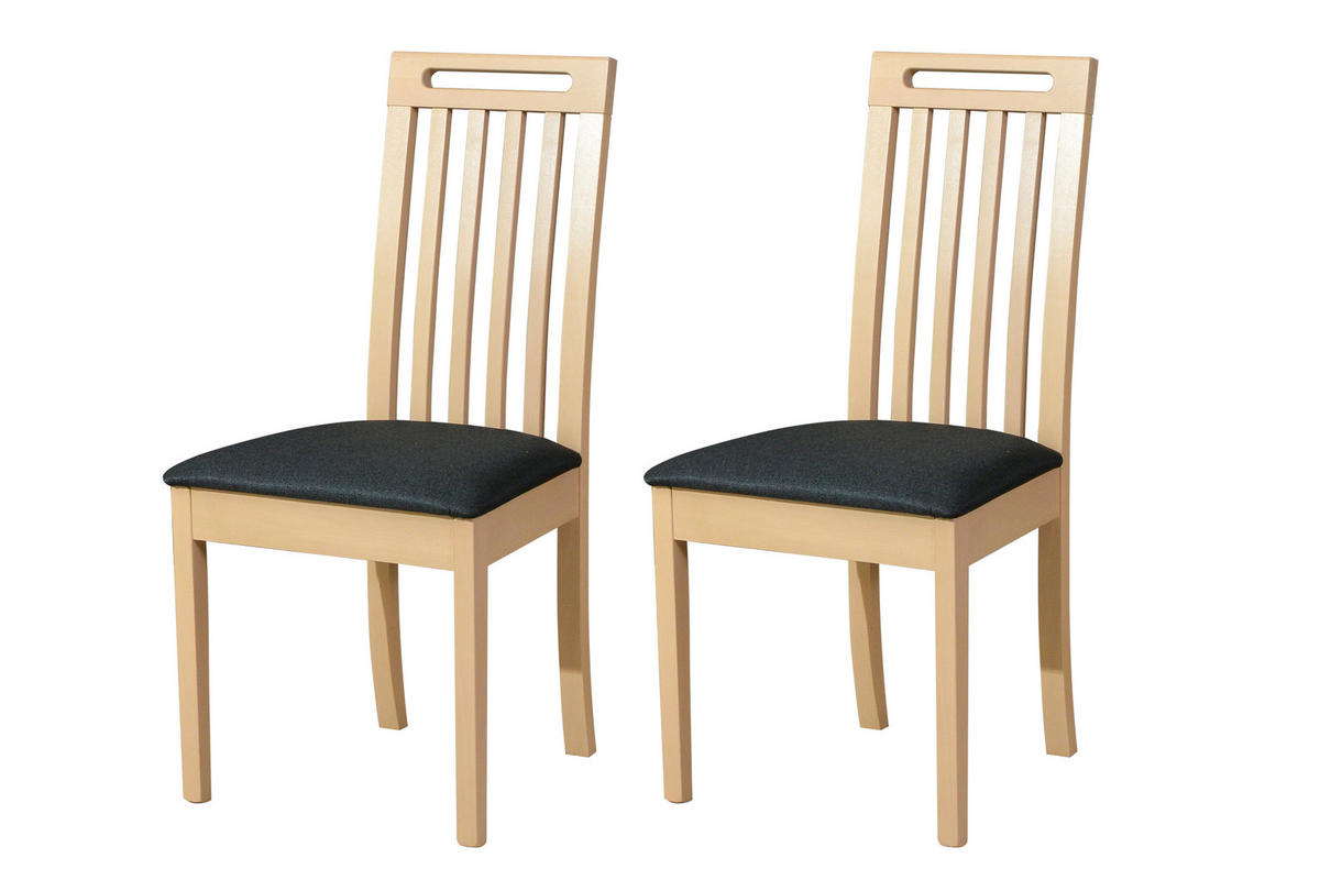 STUHL Roma 10 (2er Set) - Dunkelgrau/Sonoma Eiche, Holz (47/96/43cm) - Leaf Design