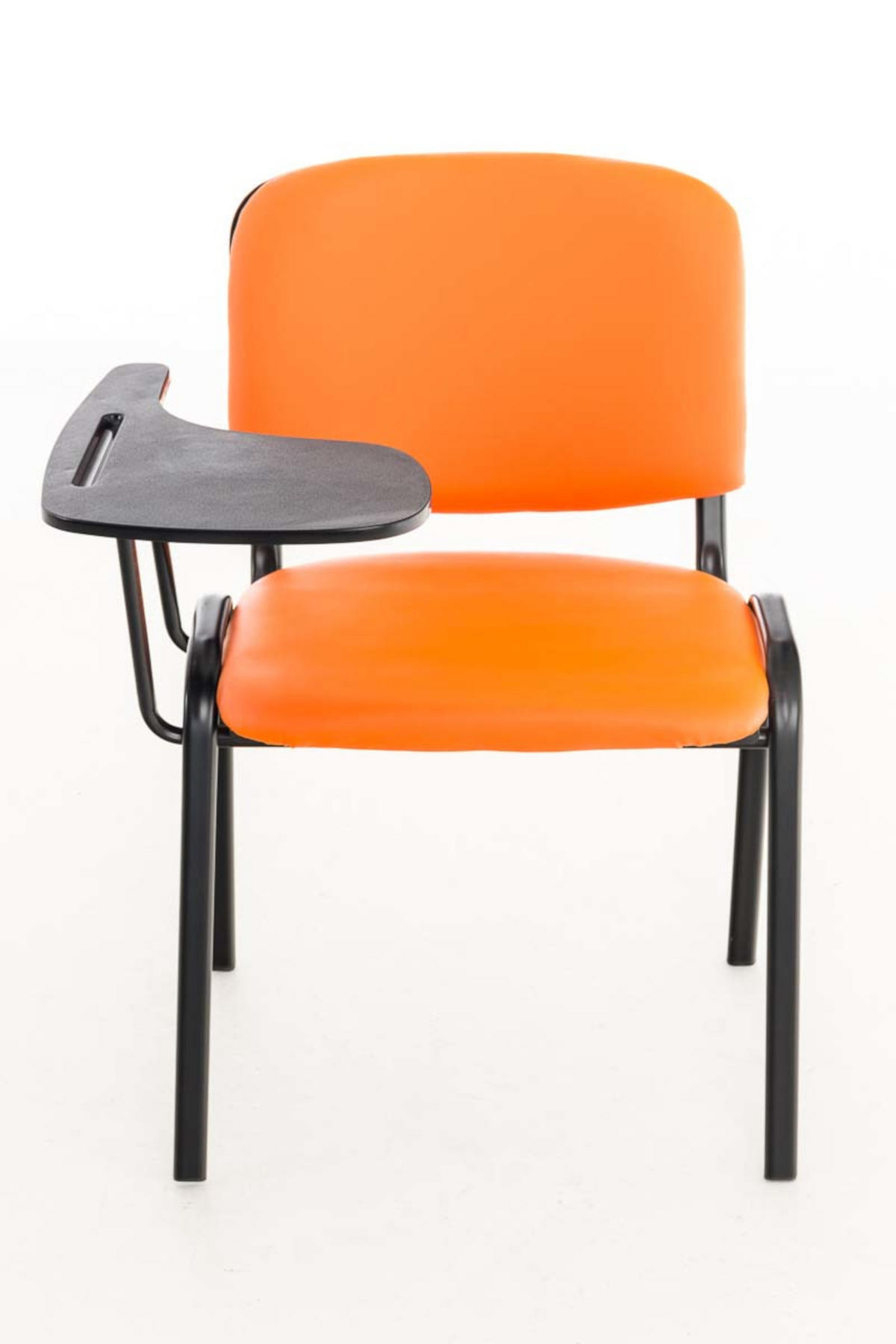 BESUCHERSTUHL 4er Set Lederlook Orange - Schwarz/Orange, Textil/Metall (53/81/71cm) - CLP