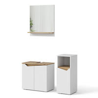 BADMÖBEL-KOMBINATION Marelle Weiß 3 Teile, mit Midischrank - Weiß/Eiche Artisan, Holzwerkstoff (60/57/35cm) - Vicco