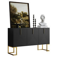 SIDEBOARD 44.6/52.5 cm Schwarz aus MDF und Spanplatte mit verstellbaren Regalböden - Schwarz, Holzwerkstoff (40/80.5/138cm) - OKMYHOME