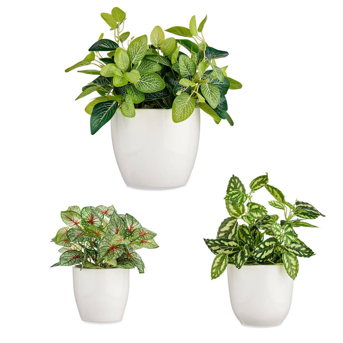 BLUMENTÖPFE Keramik 3er-Set - Weiß, Keramik (23/19cm)