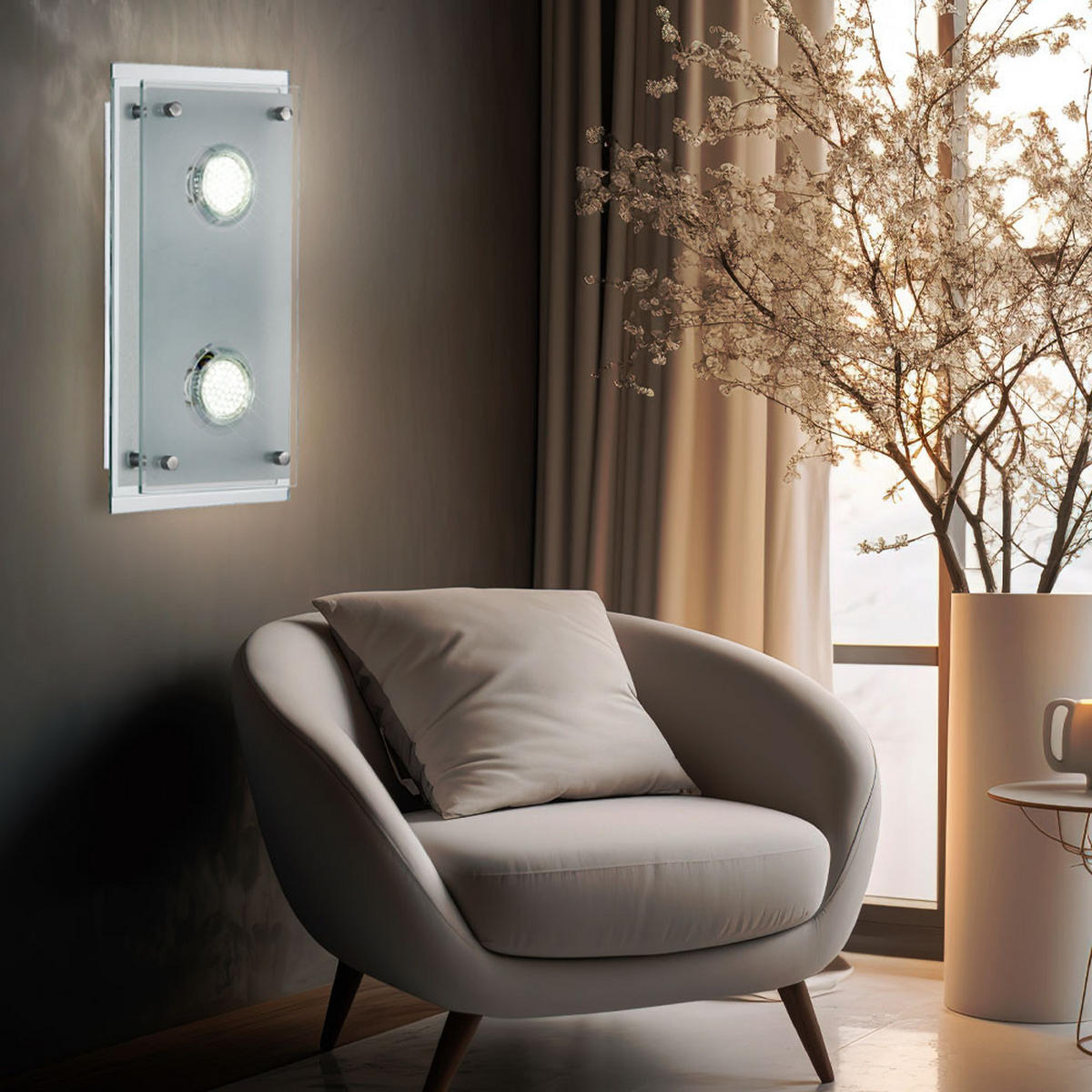 LED WANDLEUCHTE ARENA Chrom Silber - Silberfarben, Glas (34/8/20cm) - Esto